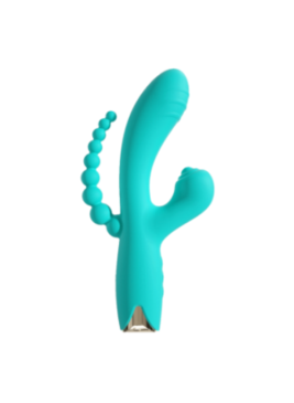 Vibromasseur triple stimulation USB turquoise Snappy Bunny - WS-NV062CTUR